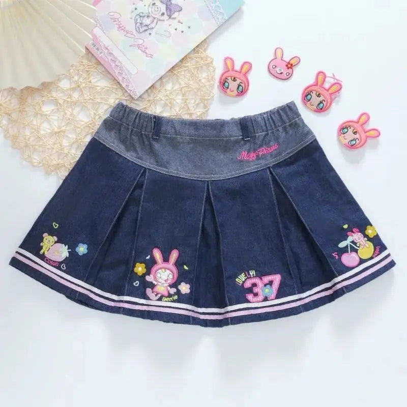 SweetCartoon™ – Embroidered Pleated Y2K Skirt (Cute A-line Faldas)