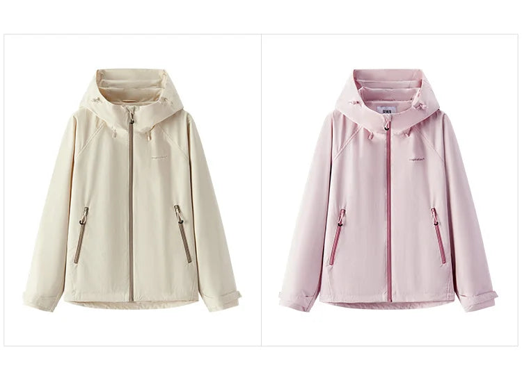 Women's Windproof Raglan Hooded Spring Jacket