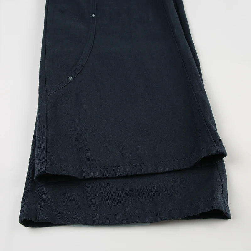 Women Low-Waist Rivet Wide Jeans