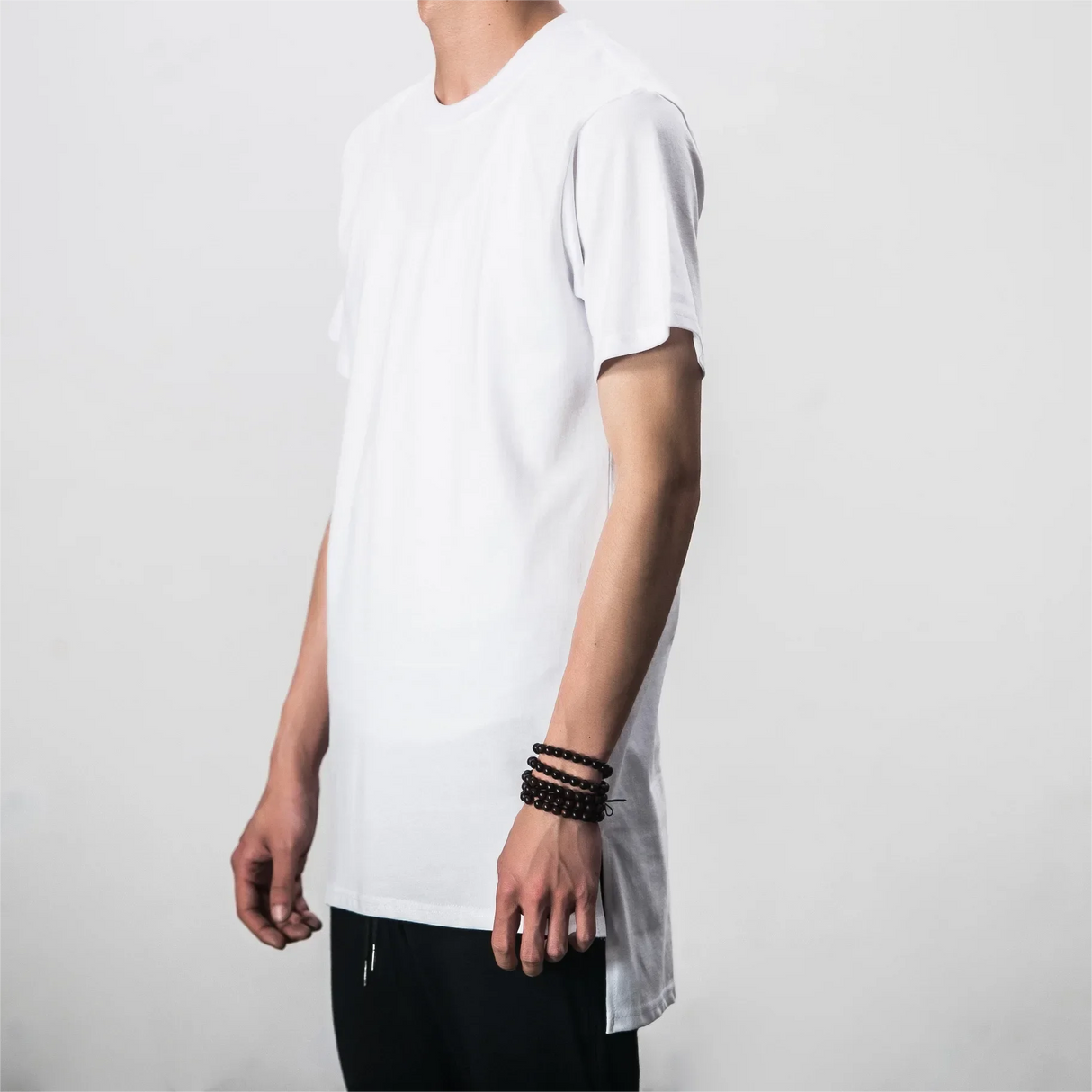 Men Long Hem Streetwear Tee