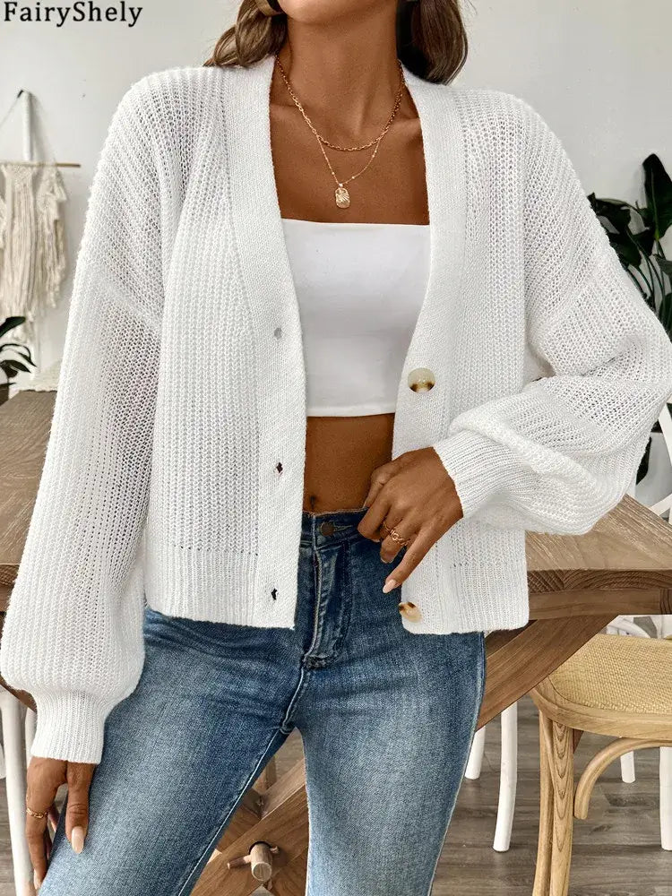 Women Short Knit Casual Cardigan