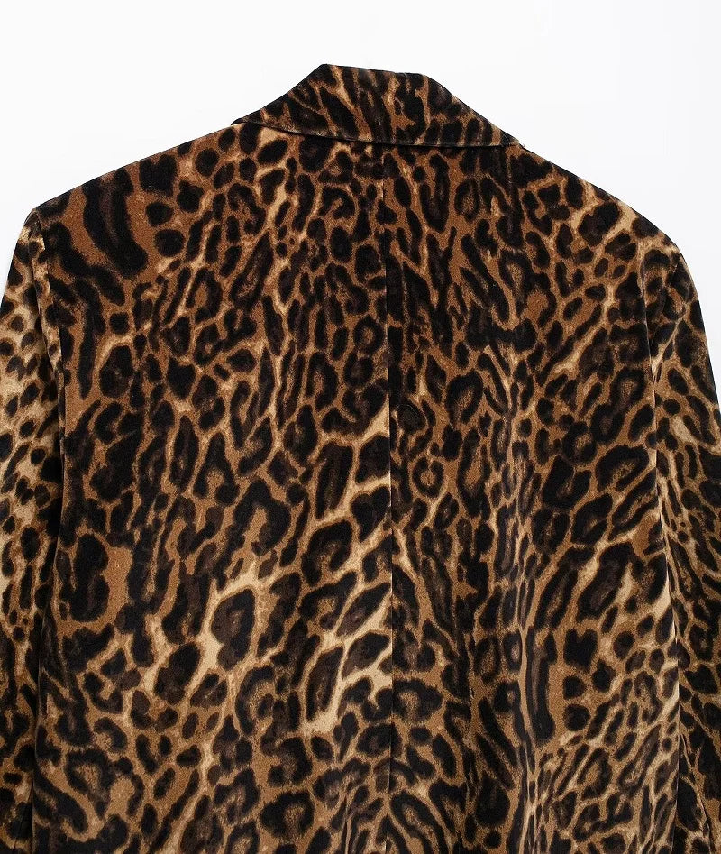 Velvra™ – Leopard Velvet Blazer Set (Luxury Print, Office to Evening Fashion)