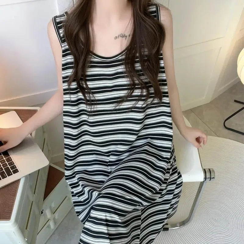 Women Striped Vest Plus Size Nightwear