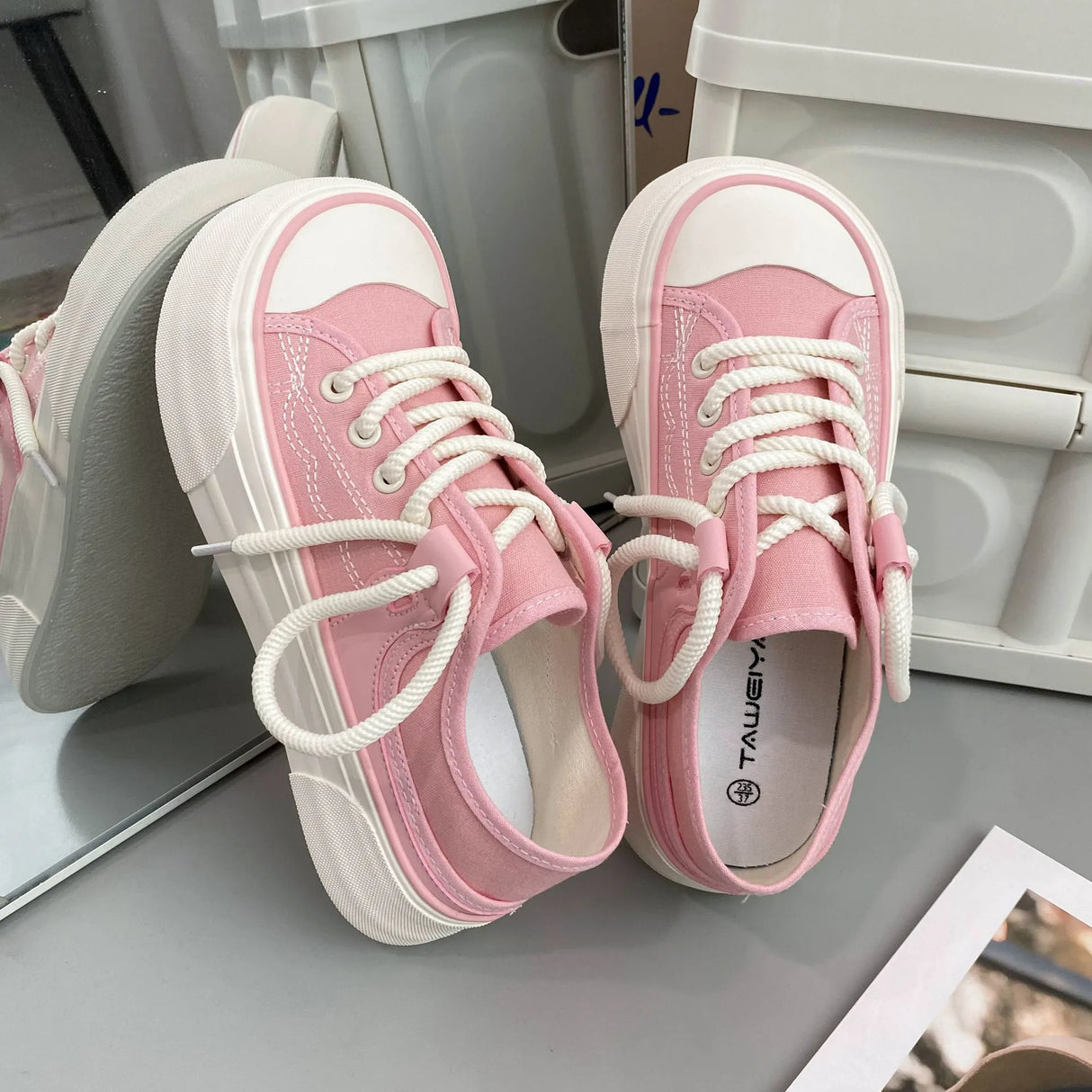 Women Canvas Sneakers Non Slip Lace Up Flats