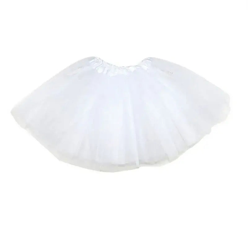 White tulle baby tutu skirt for girls, perfect for costumes and parties, light and fluffy design.