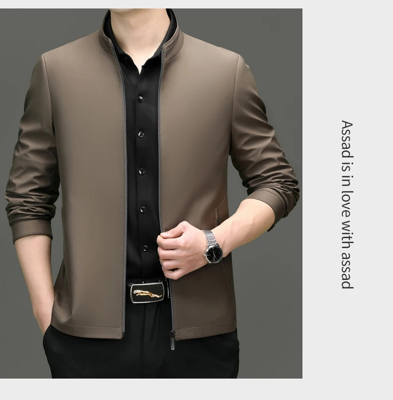Men Stand Collar Zipper Jacket