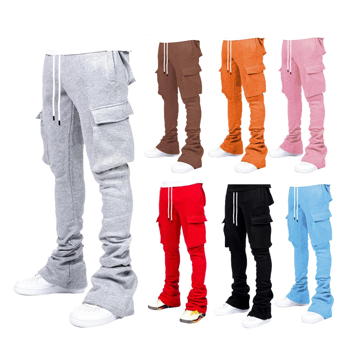 Men's Plus Size Stacked Cargo Pants – Fleece Streetwear