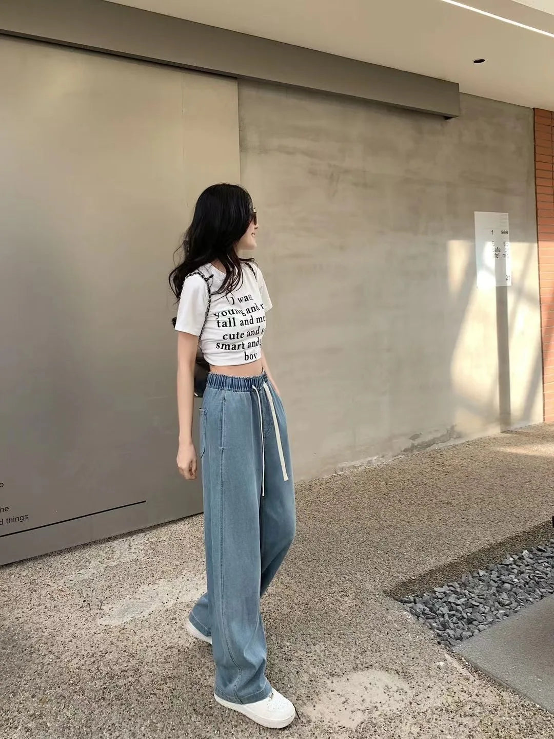 Women Silk Washed Wide Leg Jeans