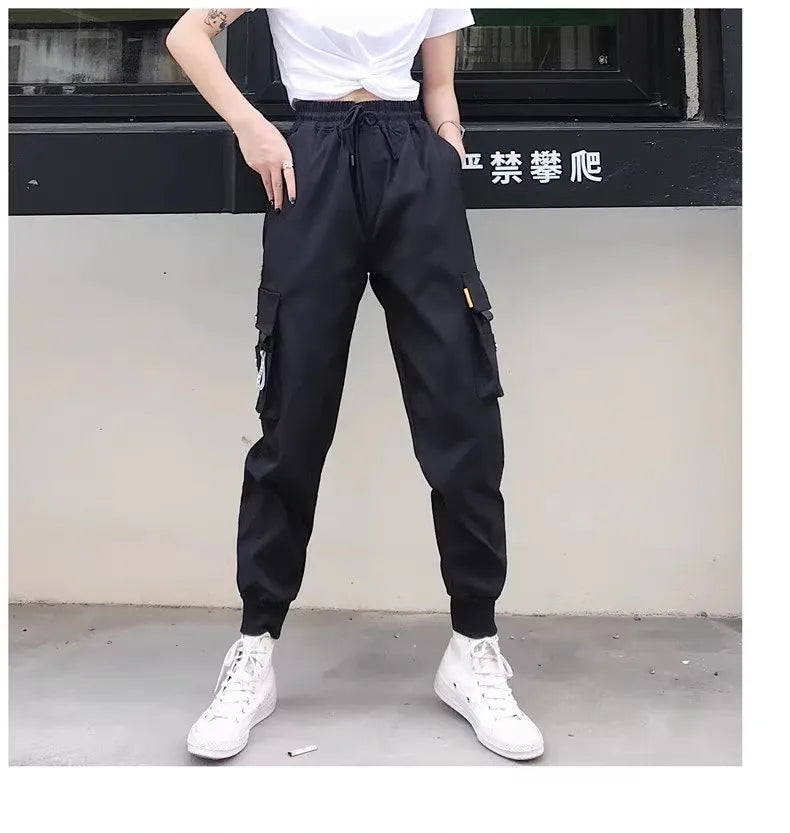 Plus Size Women's Cargo Pants – High Waist Black