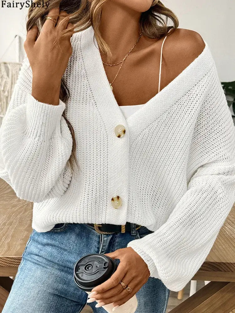Women Short Knit Casual Cardigan