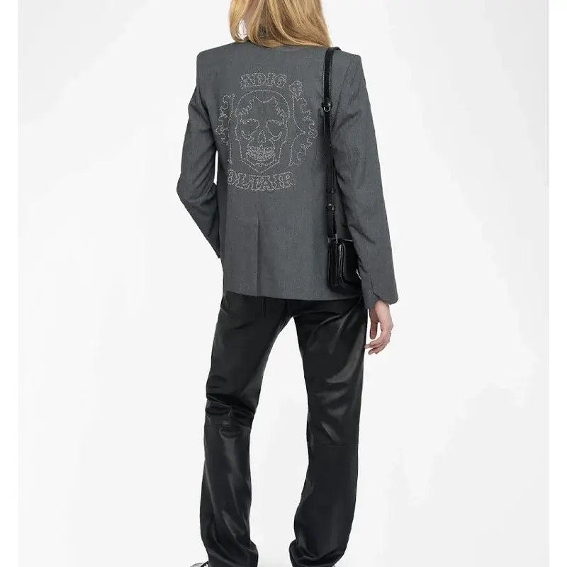 Women Grey Blazer Pants Suit
