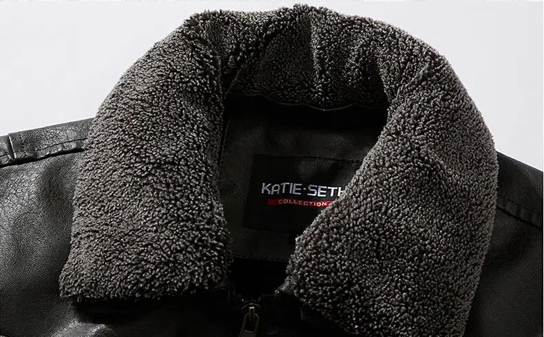 Men's Plus Size PU Motorcycle Suit – Fleece Jacket