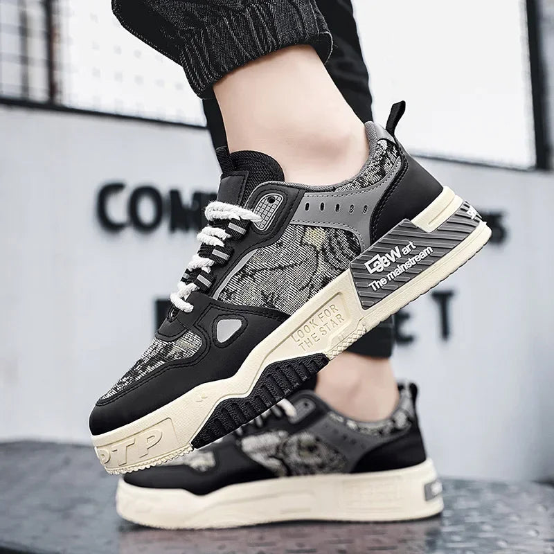 Men Breathable White Skateboard Sneakers