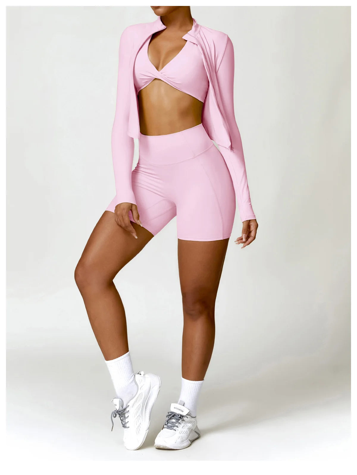 Women's Zip Long Sleeve Yoga Jacket – Gym Push-Up Sportswear Top