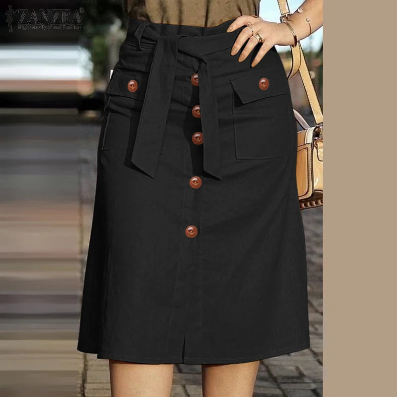 Women Buttoned Cargo Skirt