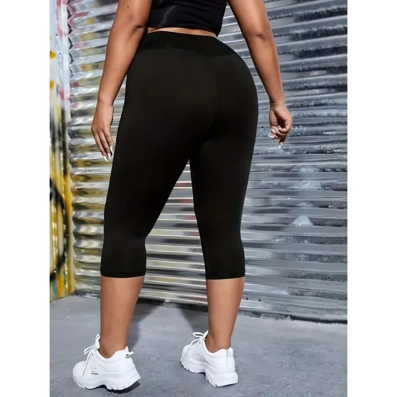 Women Solid High Waist Capri Leggings