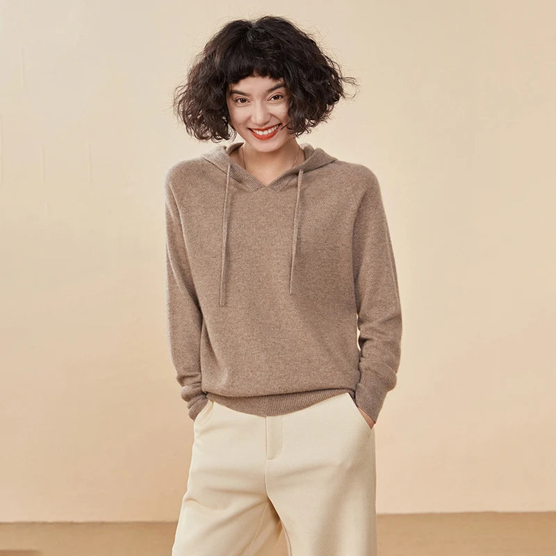 Women's 100% Cashmere Hooded Sweater