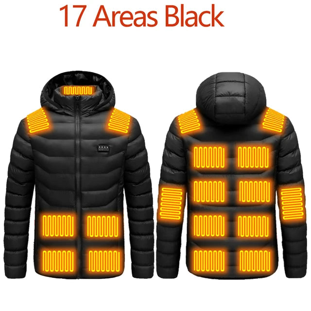 Men Heated Hooded Winter Parka