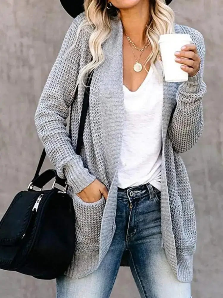 Women Plus Size Hollow Knit Cardigan