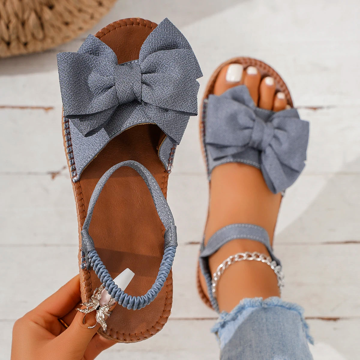 Women Bow Tie Sandals Casual Summer Slides