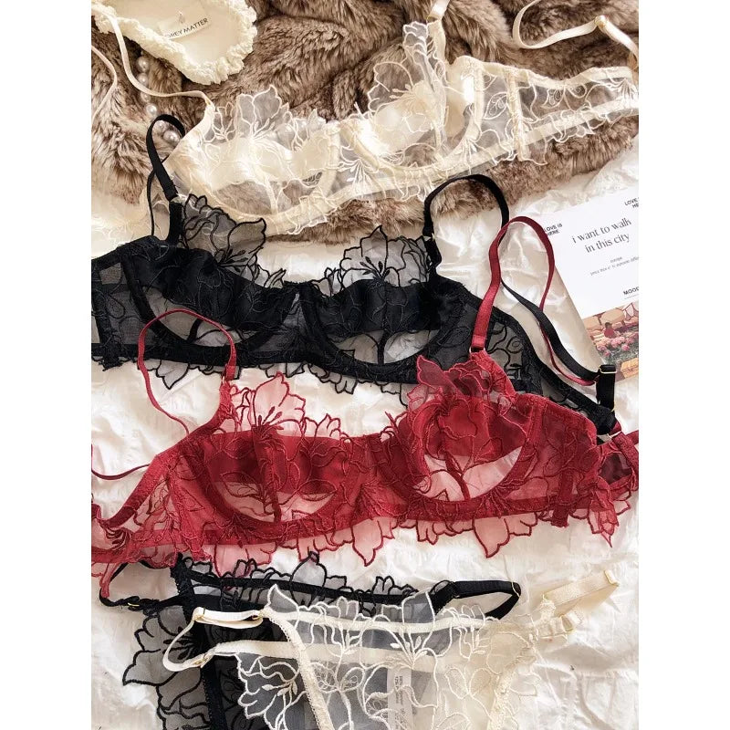 Women Embroidered Lingerie Set