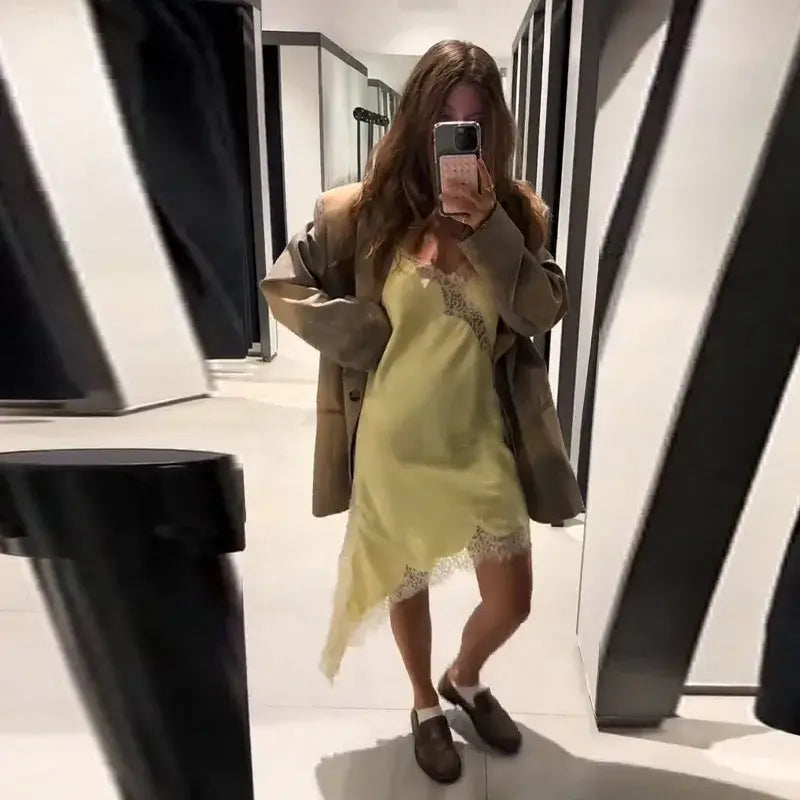 Women Lace Patchwork Dress Jacket Set