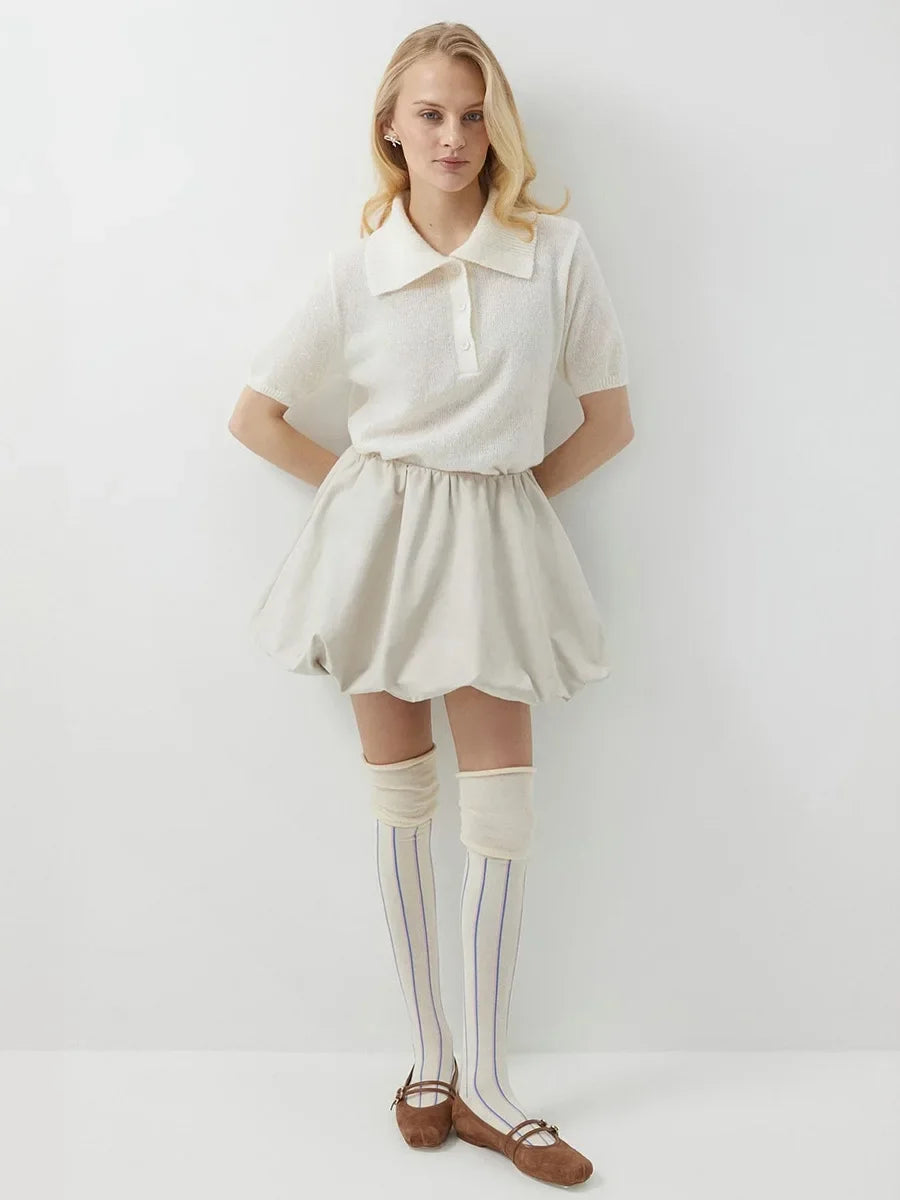 Women's Polo Collar Hollow Knit Sweater