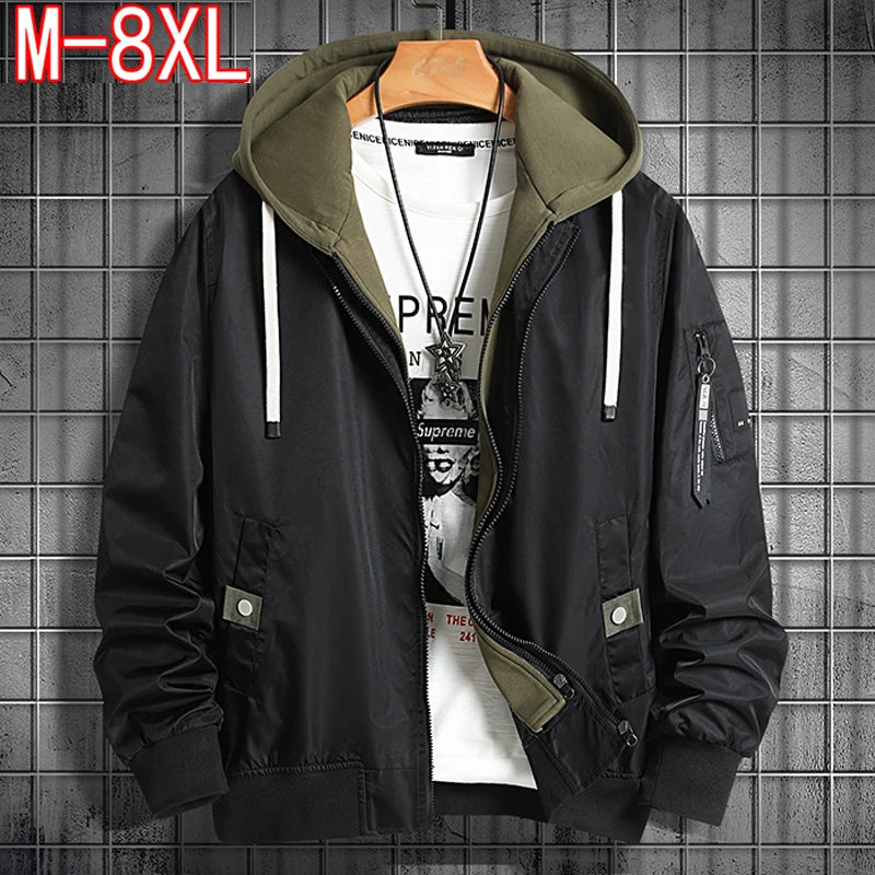 Men's Plus Size Hooded Jacket – 8XL Winter Coat