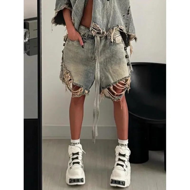 RavRipped™ – Vintage Y2K Baggy Denim Pants (Bold, Torn & Retro-Fit)