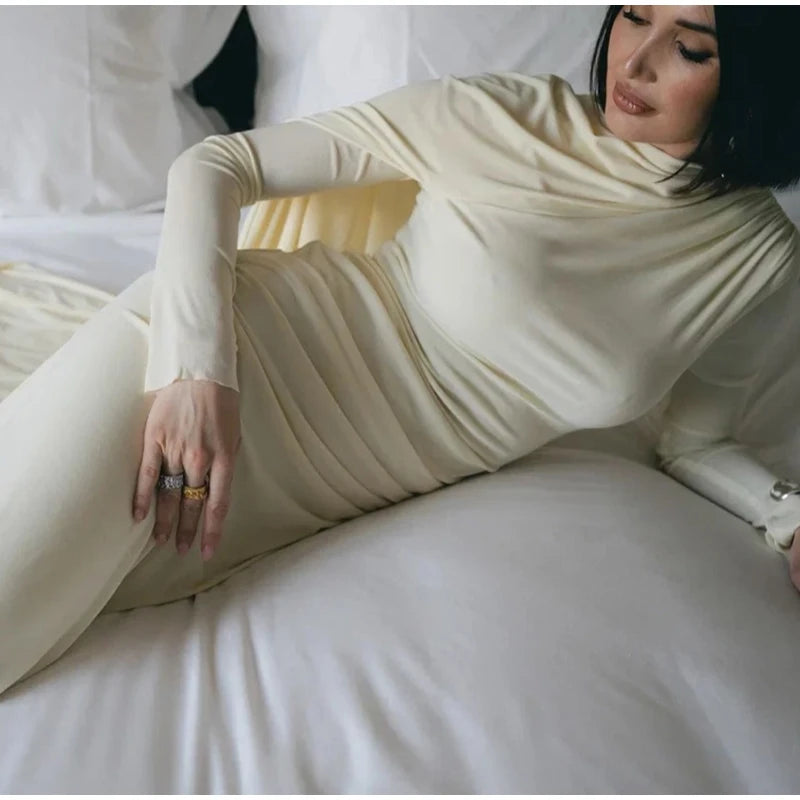 Women Pleated Ribbon Long Dress