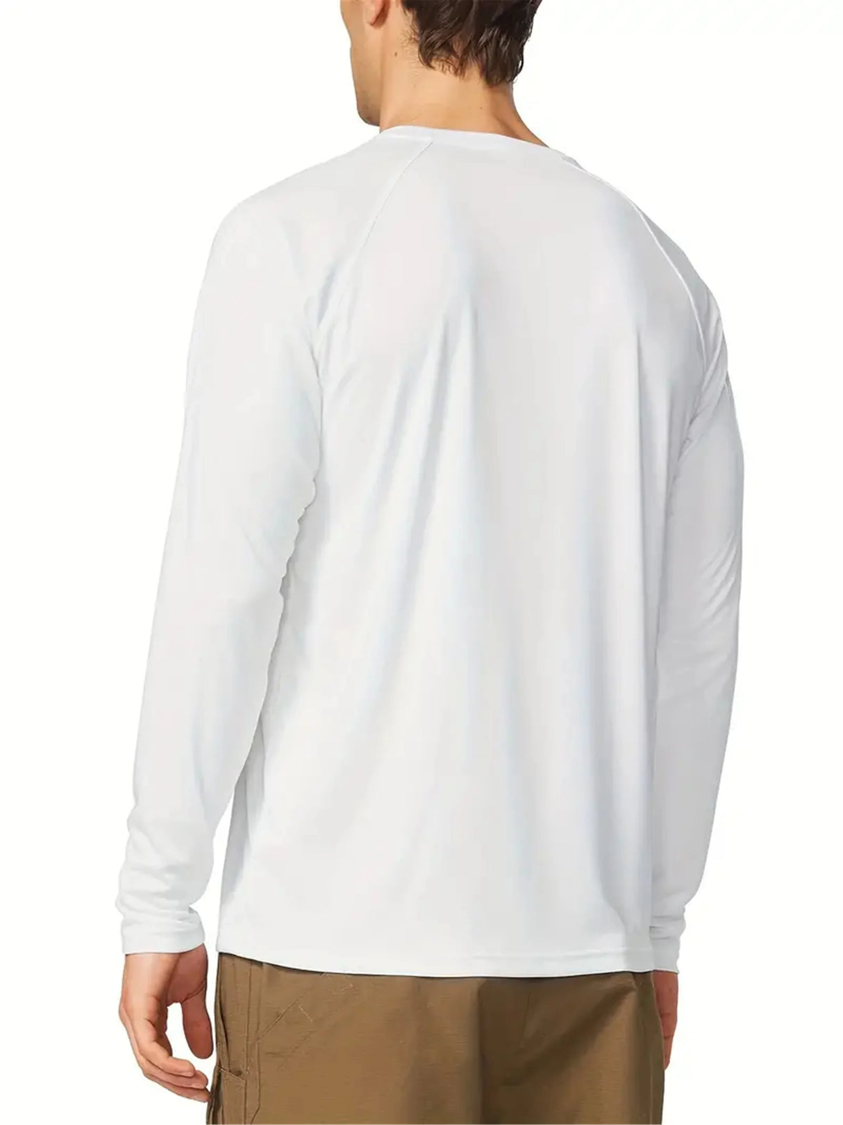 Men's Plus Size Solid Long Sleeve T-Shirt – UV Protection