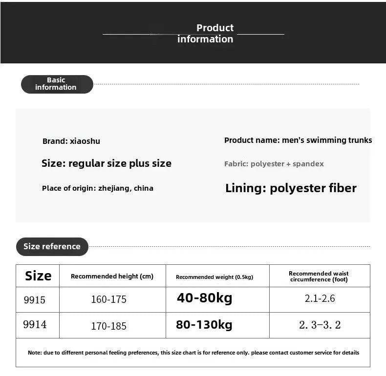 Men’s Plus Size Five-Point Swim Shorts