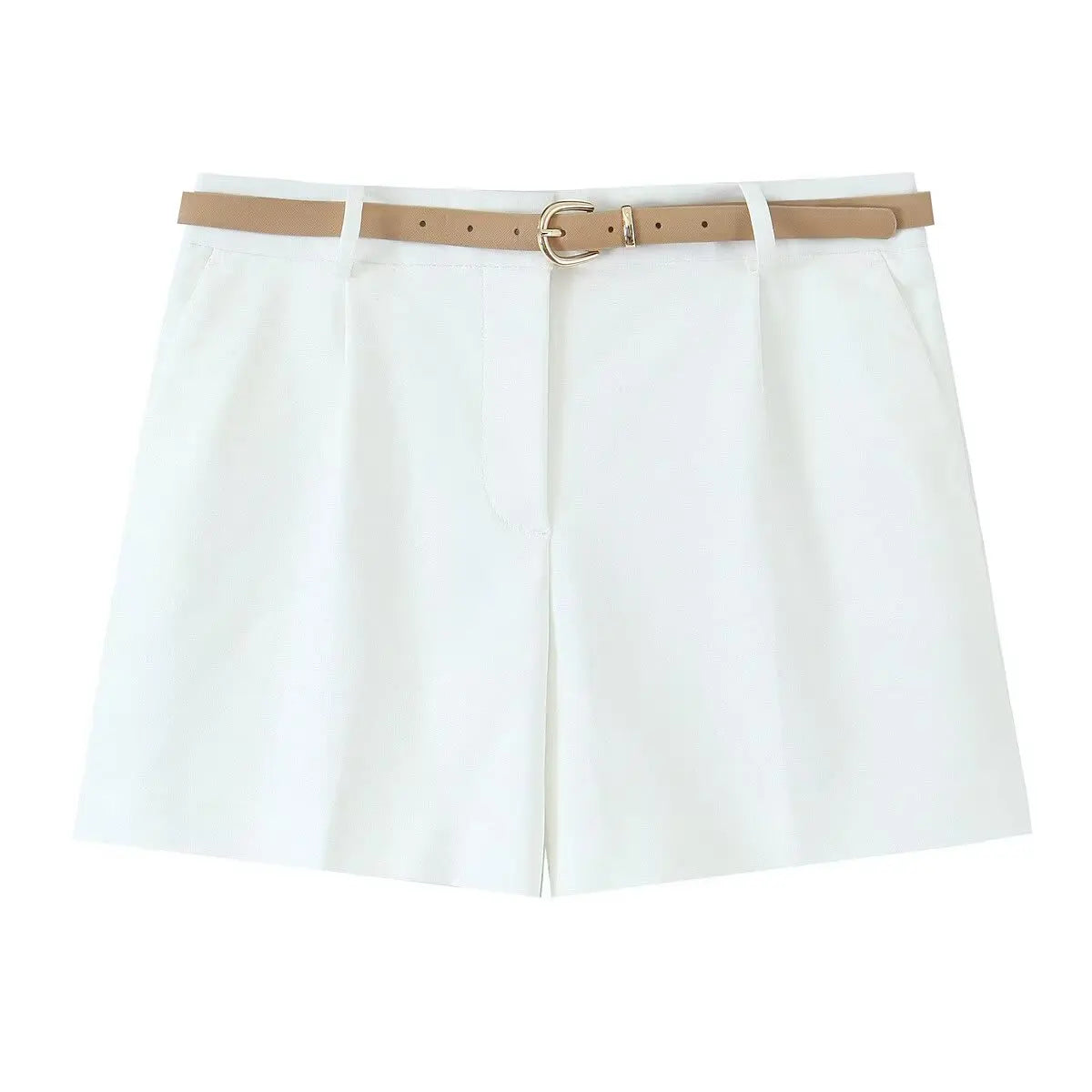Women's Belted Pleated Wide Shorts