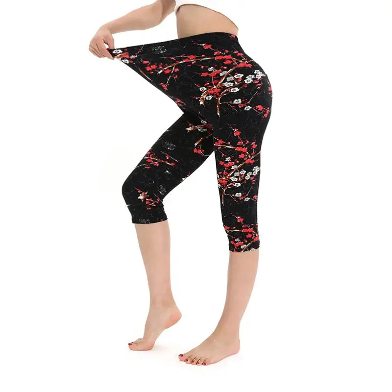 Women Floral Print Cropped Leggings