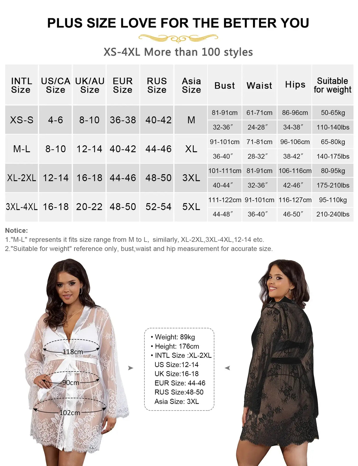Women Plus Size White Lace Robe Long Sleeve Nightdress