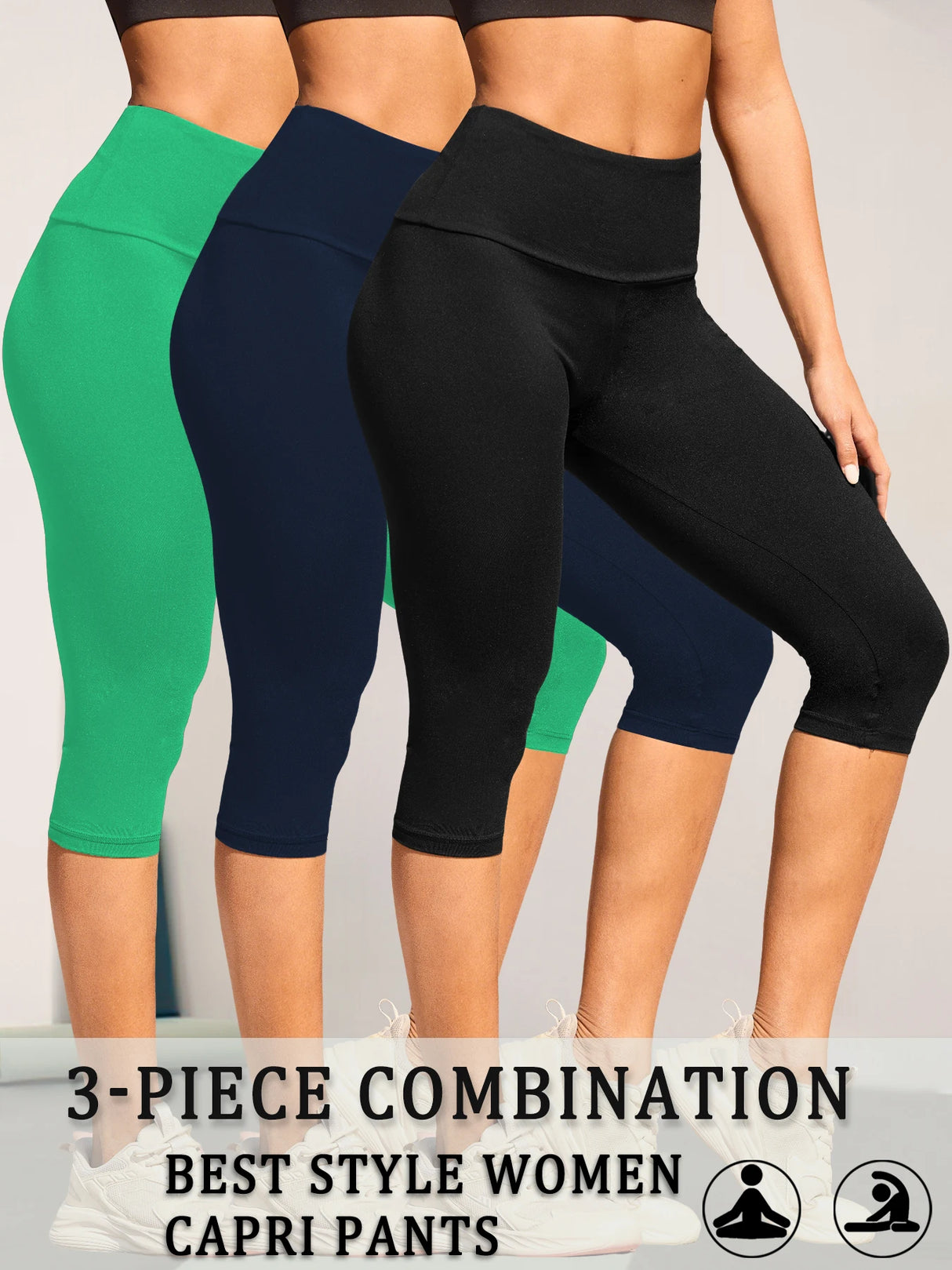 Women 3-Pack High Waist Capri Yoga Leggings