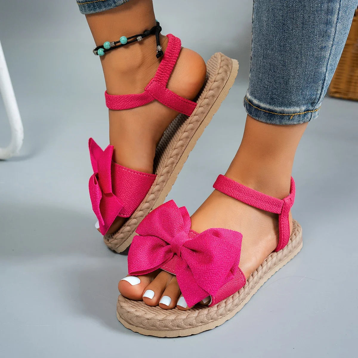 Women Casual Bow Tie Sandals Summer Flats
