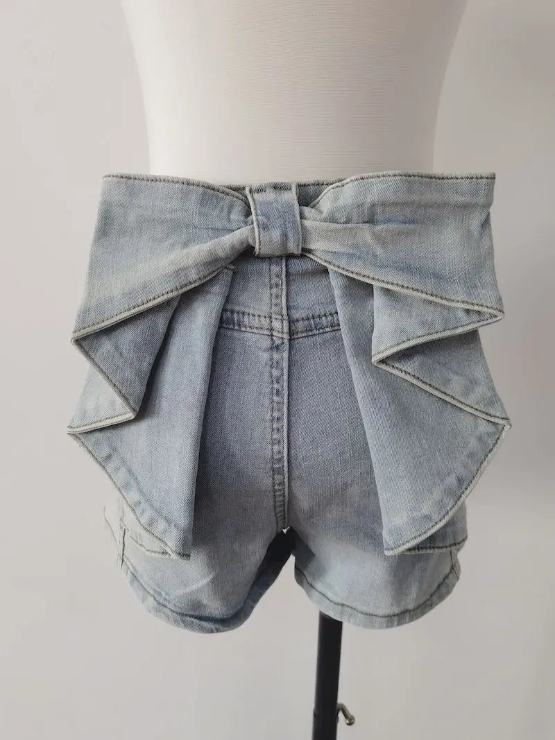 BowPop™ – Summer Hot Girl Denim Shorts (Hip Wrap, High Waist Fit)