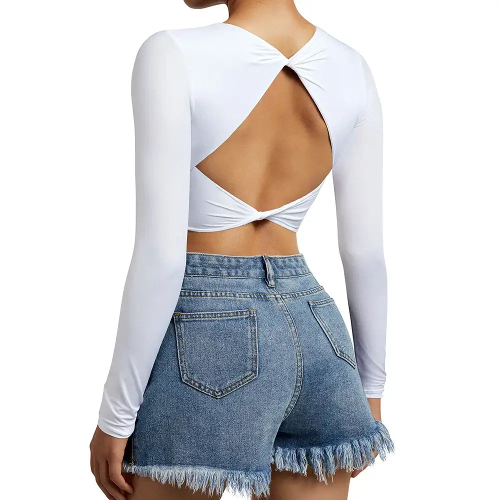 Women Open Back Long Sleeve Yoga Top