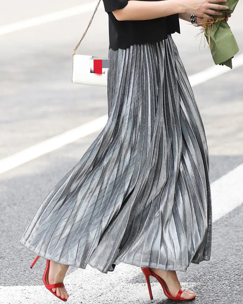 Women Gold Swing Maxi Skirt