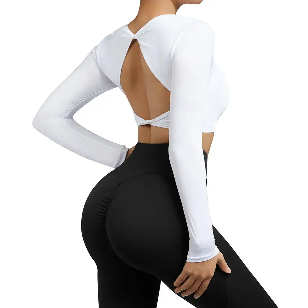 Women Open Back Long Sleeve Yoga Top