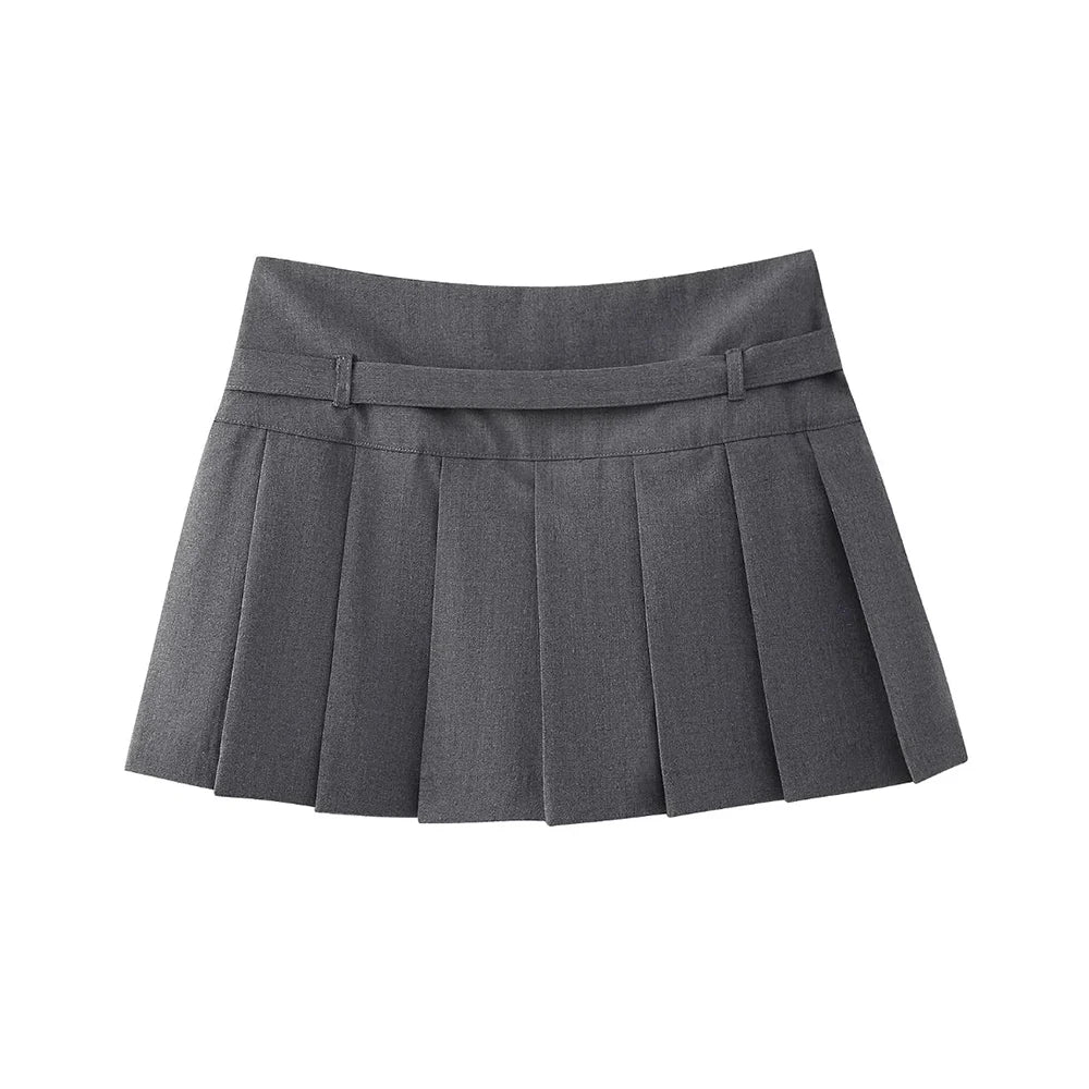 Women's Pleated Belted Skort Shorts