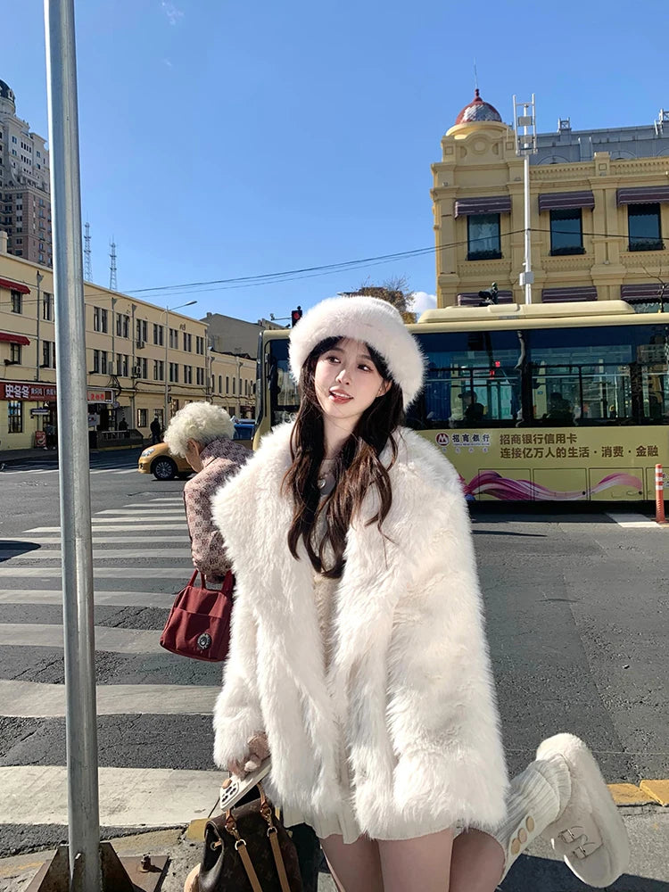 Oversized Faux Fox Fur Winter Coat