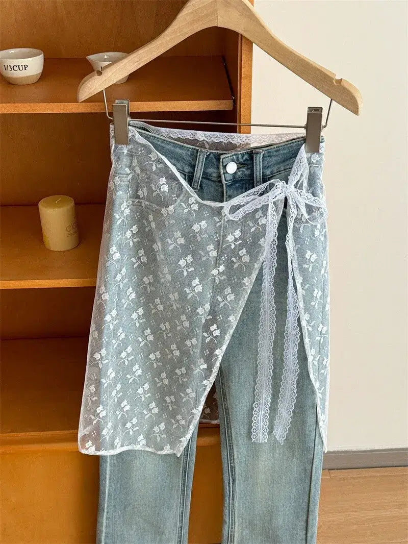 Women Vintage Lace Tulle Bandage Skirt