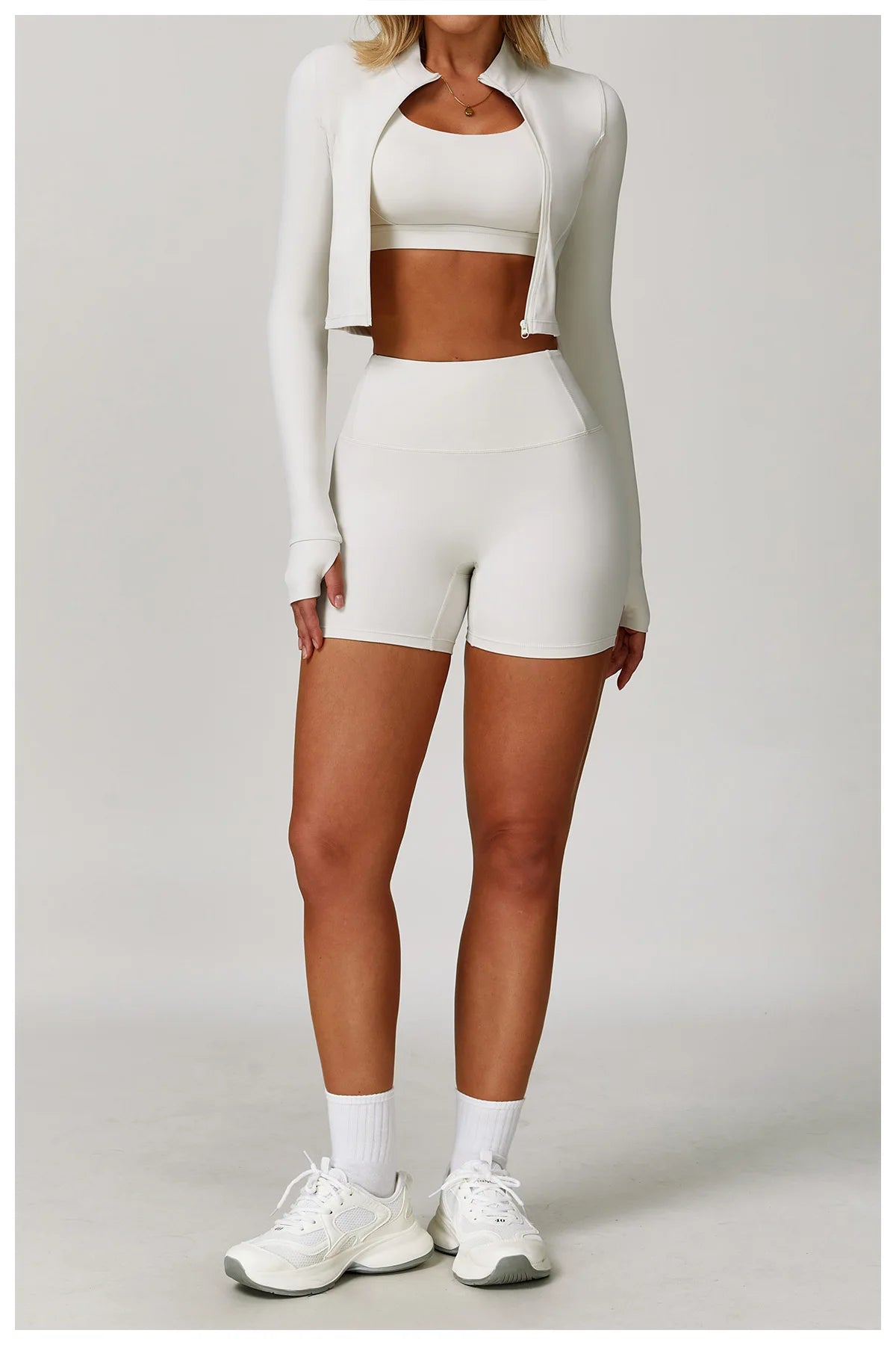 Women's Sexy Zip Long Sleeve Yoga Jacket – Workout Running Cycling Top