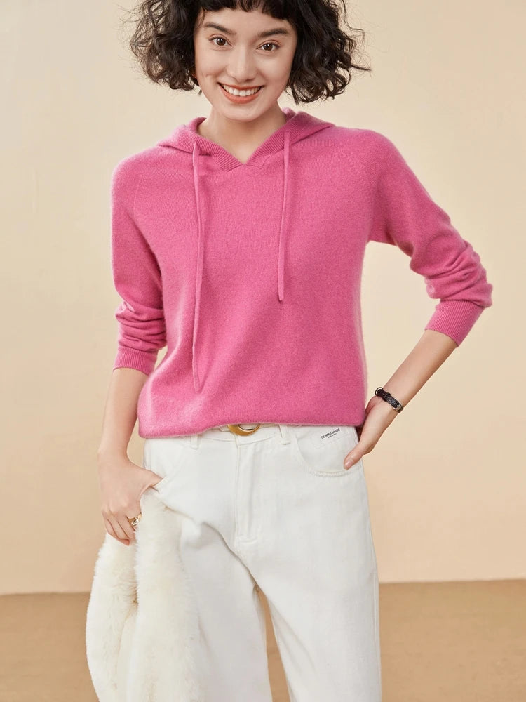 Women's 100% Cashmere Hooded Sweater