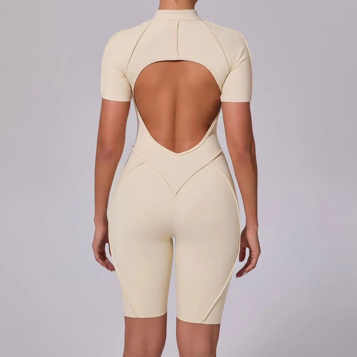 Women Sports Zipper Short Jumpsuit