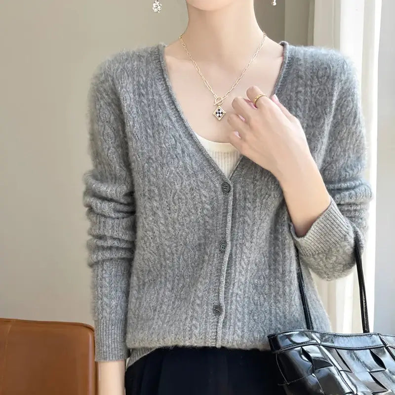 Women Merino Wool Cashmere Cardigan