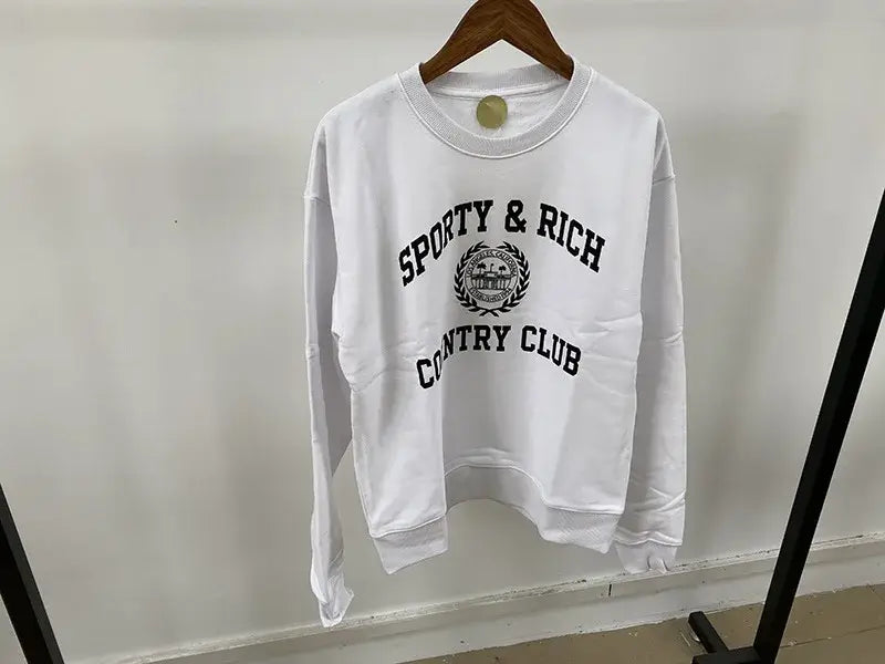 Women Letter Print Sweatshirt Vintage O-Neck Pullover