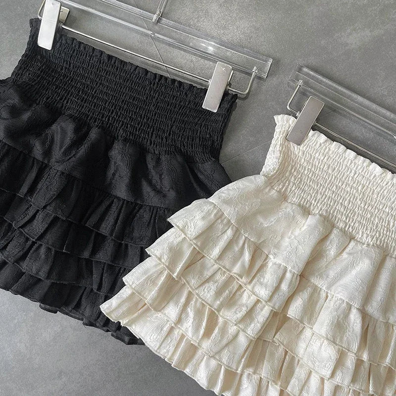 Women Ruffle High Waist Skirt